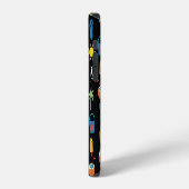 夏のアイコン 黒 シームレス背景 iPhoneケース (左側面)