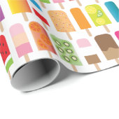 夏のアイスクリームのアイスキャンデーの凍結するデザートの御馳走 ラッピングペーパー (ロールコーナー)