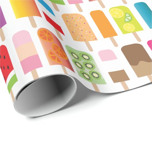 夏のアイスクリームのアイスキャンデーの凍結するデザートの御馳走 ラッピングペーパー (ロールコーナー)