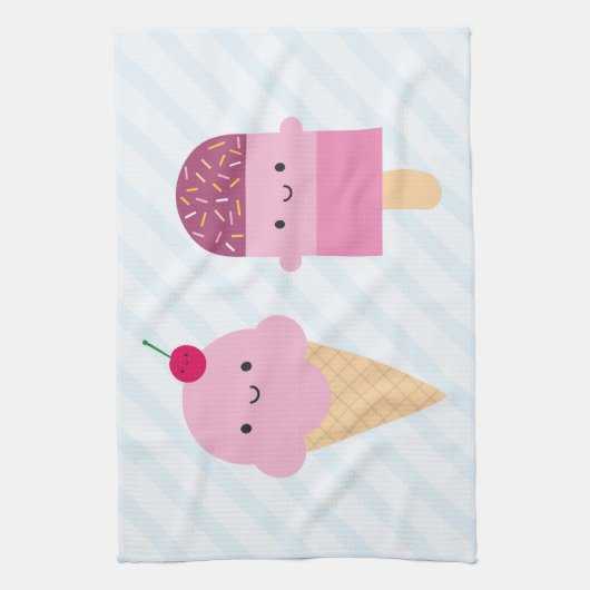 夏のアイスクリームの御馳走 キッチンタオル (縦)