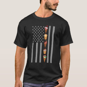 夏のアイスクリームコーン愛好家アメリカ国旗の贈り物 Tシャツ