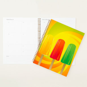 夏のアイスクリームトリオのカラフルなアイスクリーム プランナー手帳