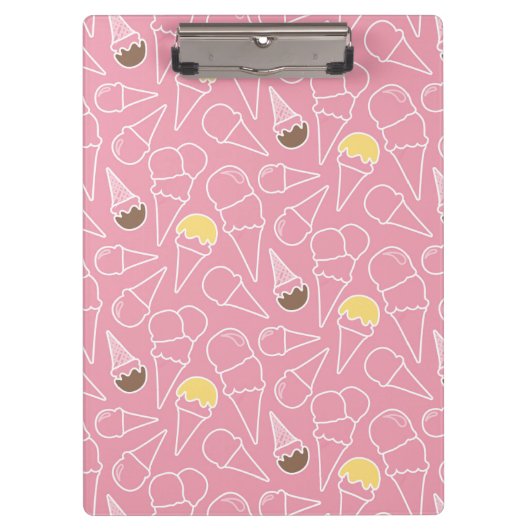 夏のアイスクリームパターン クリップボード (正面)
