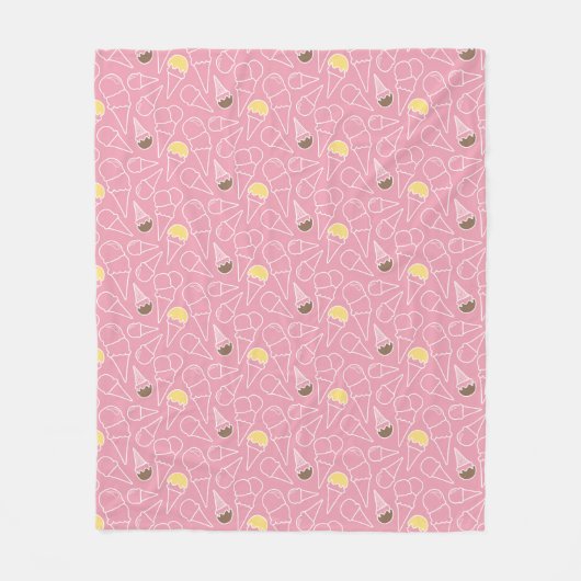 夏のアイスクリームパターン フリースブランケット (正面)