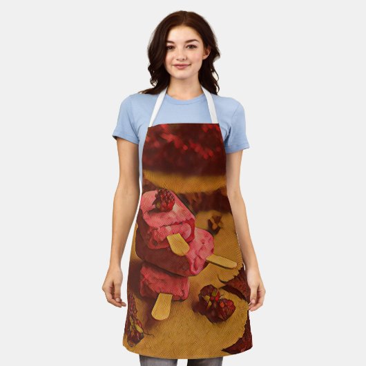 夏のアイスクリーム好き エプロン (着用した状態)