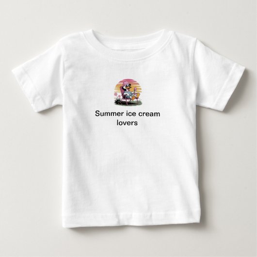 夏のアイスクリーム好き ベビーTシャツ (正面)