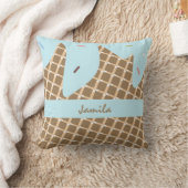 夏のアイスクリーム滴下円錐青 クッション (ブランケット)