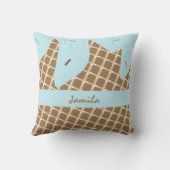 夏のアイスクリーム滴下円錐青 クッション (裏面)