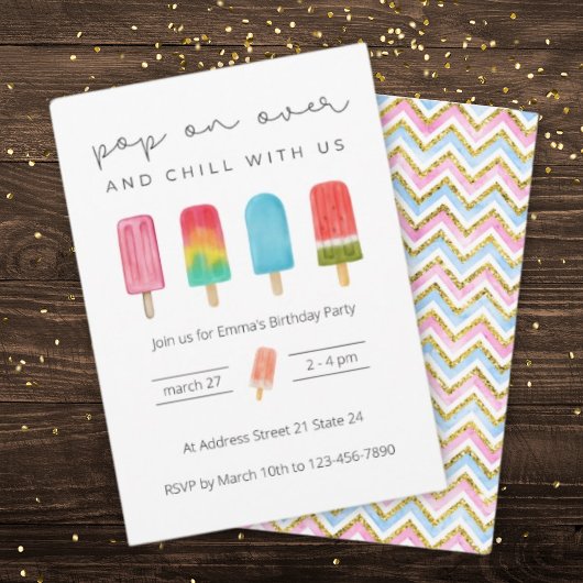夏のアイスクリーム誕生日パーティー招待状 招待状