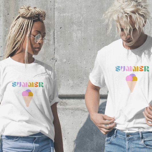 夏のアイスクリーム モダン タイポグラフィー Tシャツ