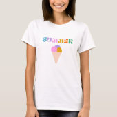 夏のアイスクリーム モダン タイポグラフィー Tシャツ (正面)