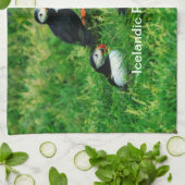 夏のアイスランドパフィン キッチンタオル (折り畳み)