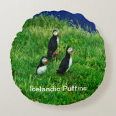 夏のアイスランドパフィン ラウンドクッション (正面)