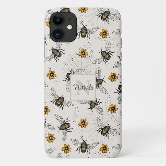 夏のアイボリーとイエロービー花柄 Case-Mate iPhoneケース (裏面)