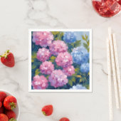 夏のアジサイ | ピンクとブルーの海岸の花 スタンダードカクテルナプキン (インサイチュ)