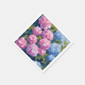 夏のアジサイ | ピンクとブルーの海岸の花 スタンダードカクテルナプキン (角)