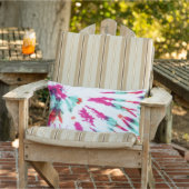 夏のアートネオンガーリーティール(緑がかった色)ピンク絞り染めパターン アウトドアクッション (椅子)