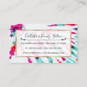 夏のアートネオンガーリーティール(緑がかった色)ピンク絞り染めパターン 割引カード (裏面)