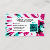 夏のアートネオンガーリーティール(緑がかった色)ピンク絞り染めパターン 名刺 (裏面)