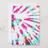 夏のアートネオンガーリーティール(緑がかった色)ピンク絞り染めパターン 招待状 (裏面)