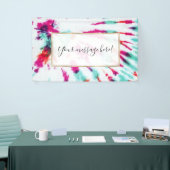 夏のアートネオンガーリーティール(緑がかった色)ピンク絞り染めパターン 横断幕 (トレードショー)