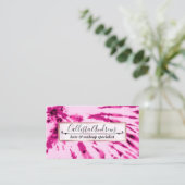 夏のアートネオンガーリー赤面ピンク絞り染めパターン 名刺 (スタンド正面)