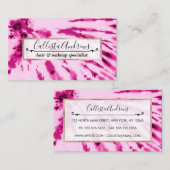 夏のアートネオンガーリー赤面ピンク絞り染めパターン 名刺 (正面/裏面)