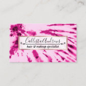 夏のアートネオンガーリー赤面ピンク絞り染めパターン 名刺 (正面)