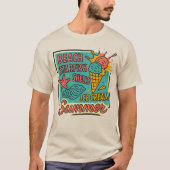 夏のアート貝類とアイスクリームビーチ Tシャツ (正面)
