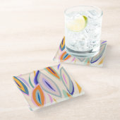 夏のアート：クリエイティブコラージュ模様 ガラスコースター (アングル)