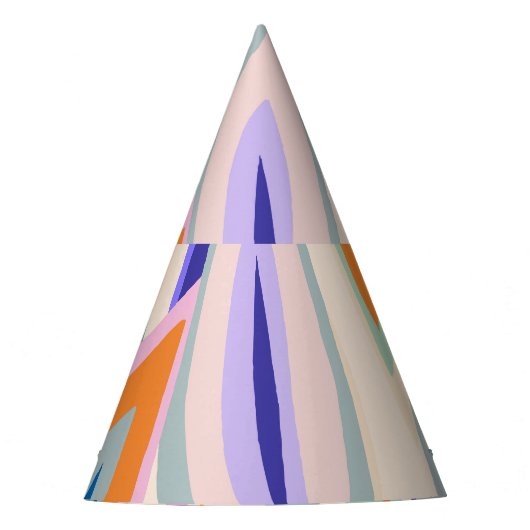 夏のアート：クリエイティブコラージュ模様 パーティーハット (正面)