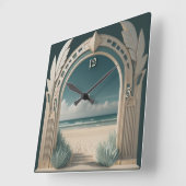 夏のアールデコ スクエア壁時計 (傾斜)