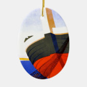 夏のイタリアでのヴィンテージ旅行 セラミックオーナメント (正面)