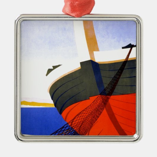 夏のイタリアでのヴィンテージ旅行 メタルオーナメント (正面)