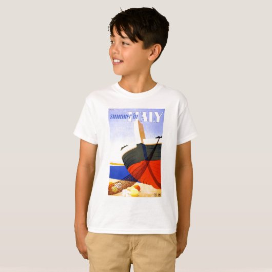 夏のイタリアでのヴィンテージ旅行 Tシャツ (正面フル)