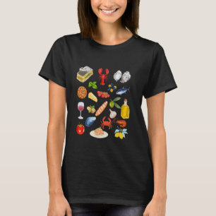 夏のイタリアンイワシの缶詰の魚のトマトガール Tシャツ