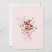 夏のイチゴのピンクの弓ベビーシャワー 招待状 (裏面)