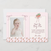 夏のイチゴのピンクリボン サンキューカード (正面)