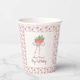 夏のイチゴのピンクリボン 紙コップ