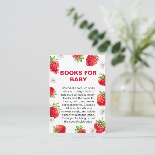 夏のイチゴのフルーツかわいい赤ちゃんシャワー エンクロージャーカード (スタンド正面)