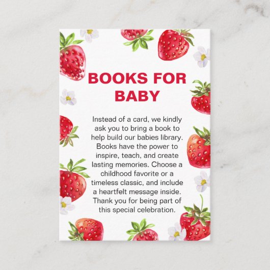夏のイチゴのフルーツかわいい赤ちゃんシャワー エンクロージャーカード (正面)