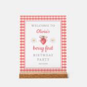 夏のイチゴの最初の誕生日ウェルカム アクリルサイン (正面)
