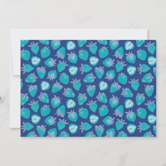 夏のイチゴの果実のパターン ノートカード (裏面)