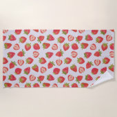 夏のイチゴの果実のパターン ビーチタオル (正面)