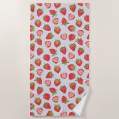 夏のイチゴの果実のパターン ビーチタオル (正面)