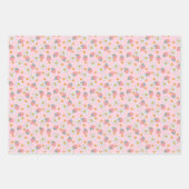 夏のイチゴの花の熱帯離れの ラッピングペーパーシート (正面)