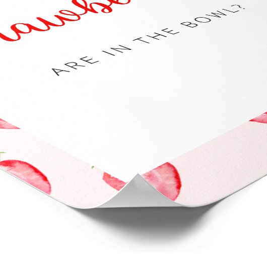 夏のイチゴの赤ちゃんシャワーのサイン ポスター (角)