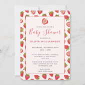 夏のイチゴの赤ちゃんシャワー 招待状 (正面)