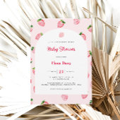 夏のイチゴモダンの赤ちゃんシャワー 招待状