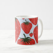 夏のイチゴ淡い青パターン コーヒーマグカップ (正面右)